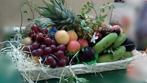 Centro de mesa con frutas